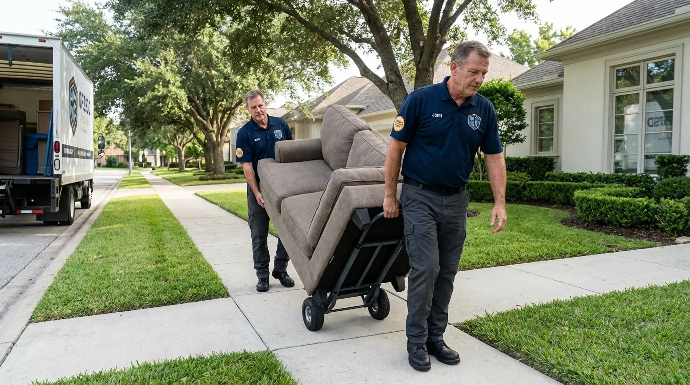 Local residential moving crew loading furniture in Pepperell, MA